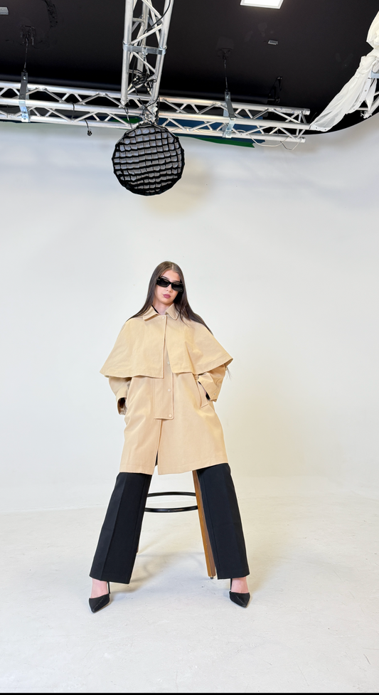 Trench IVORY à double cape amovible